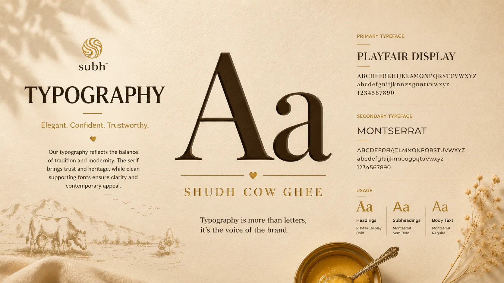 Subh Ghee — Packaging Design packaging & visual design mockup 8 by Raghav Chopra